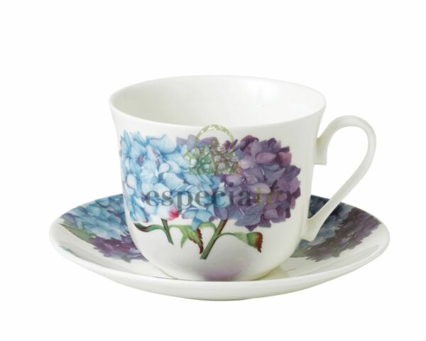 Taza y Plato de Desayuno Hortensias