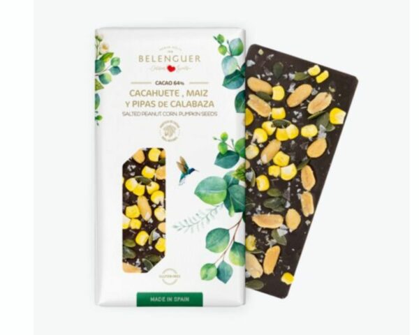 Chocolate con Cacahuete, Maiz y Pipas de Calabaza